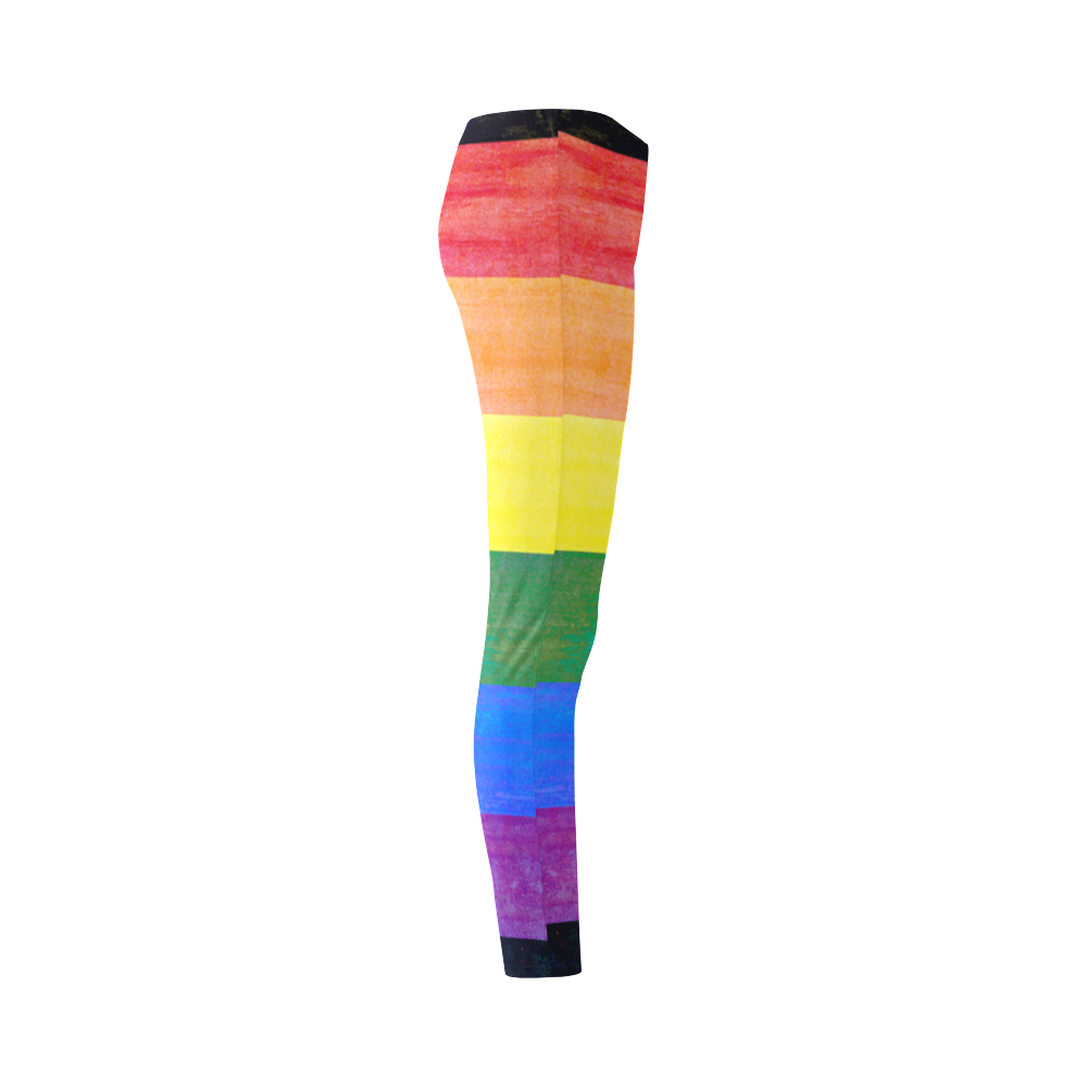 Rainbow Flag Colored Stripes Grunge Cassandra Women's Leggings (Model L01)