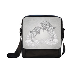 Funny dolphin, mandala design Crossbody Nylon Bags (Model 1633)