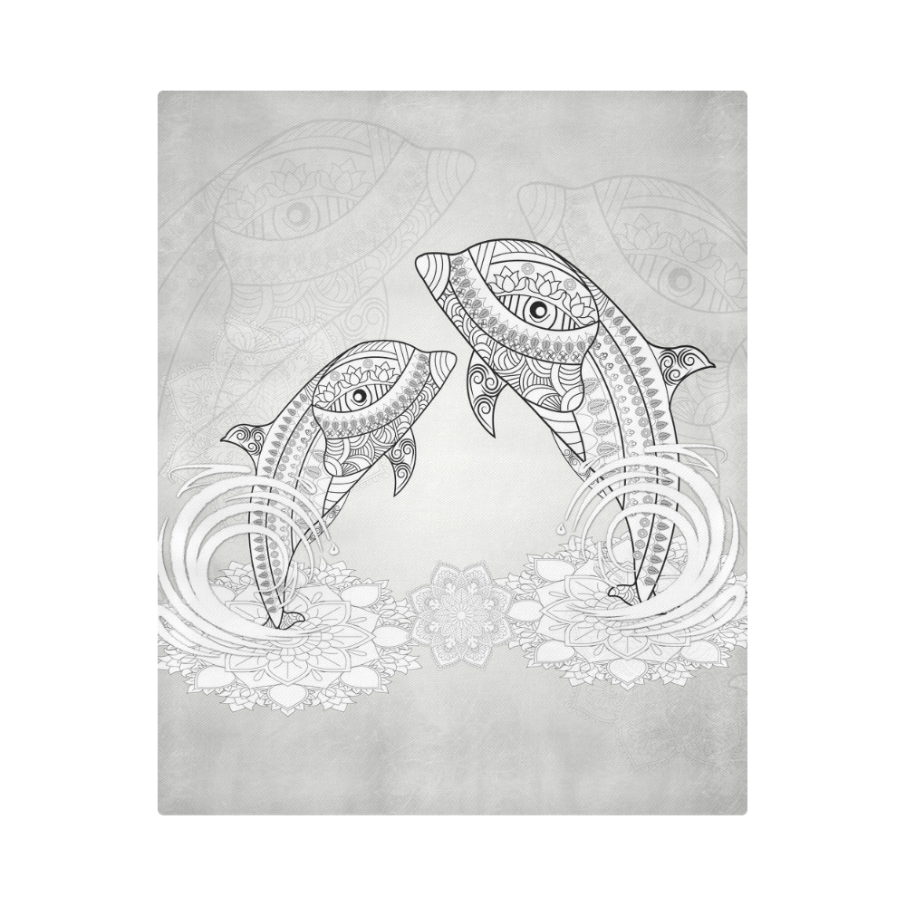 Funny dolphin, mandala design Duvet Cover 86"x70" ( All-over-print)
