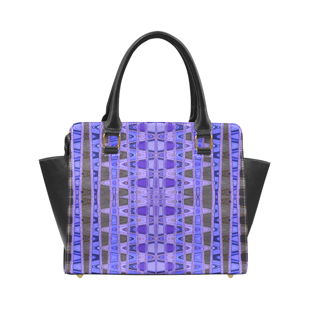 Blue Black Abstract Pattern Rivet Shoulder Handbag (Model 1645)