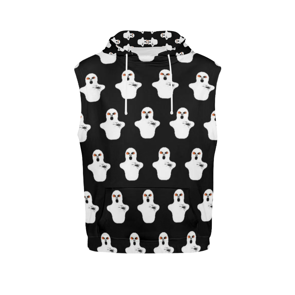 Funny Halloween - Ghost Pattern by JamColors All Over Print Sleeveless Hoodie for Women (Model H15)
