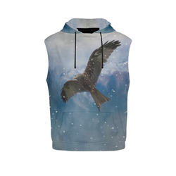 A american bald eagle flies in the snowy mountains All Over Print Sleeveless Hoodie for Men (Model H15)