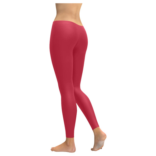 Cardinal Red Women's Low Rise Leggings (Invisible Stitch) (Model L05)