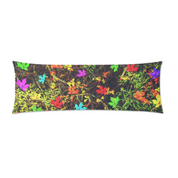 maple leaf in blue red green yellow pink orange with green creepers plants background Custom Zippered Pillow Case 21"x60"(Two Sides)
