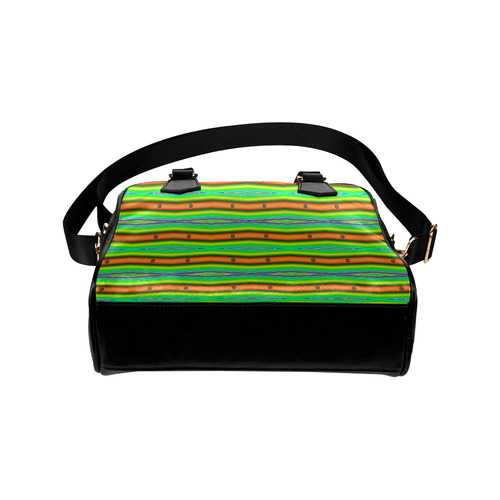 Bright Green Orange Stripes Pattern Abstract Shoulder Handbag (Model 1634)