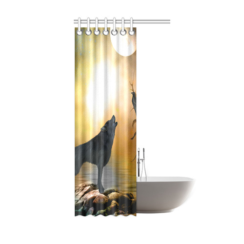 Lonely wolf in the night Shower Curtain 36"x72"
