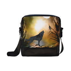 Lonely wolf in the night Crossbody Nylon Bags (Model 1633)