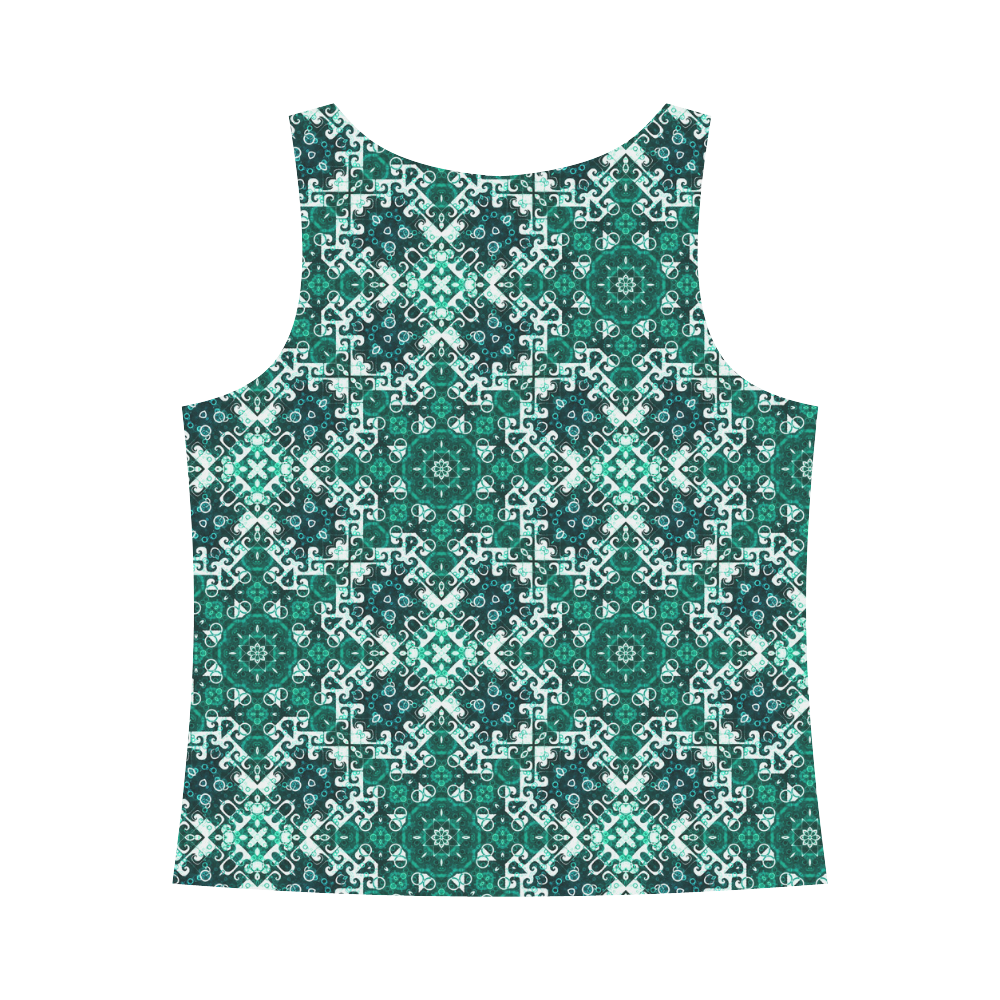 Bohemian Aqua Green Fancy Tile All Over Print Tank Top for Women (Model T43)
