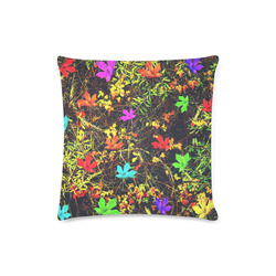 maple leaf in blue red green yellow pink orange with green creepers plants background Custom Zippered Pillow Case 16"x16"(Twin Sides)