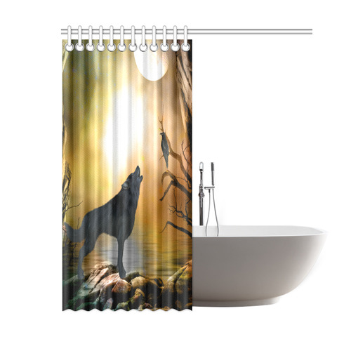 Lonely wolf in the night Shower Curtain 60"x72"