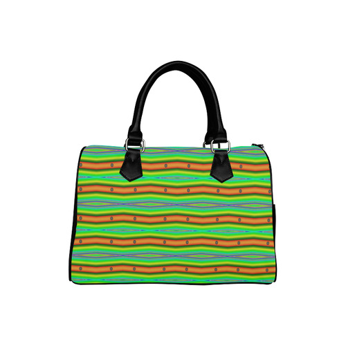 Bright Green Orange Stripes Pattern Abstract Boston Handbag (Model 1621)