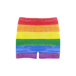 Rainbow Flag Colored Stripes Grunge Briseis Skinny Shorts (Model L04)