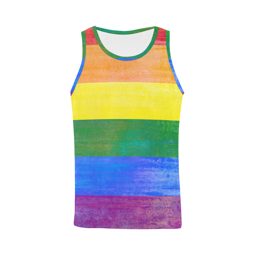 Rainbow Flag Colored Stripes Grunge All Over Print Tank Top for Men (Model T43)