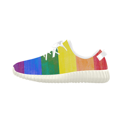 Rainbow Flag Colored Stripes Grunge Grus Men's Breathable Woven Running Shoes (Model 022)