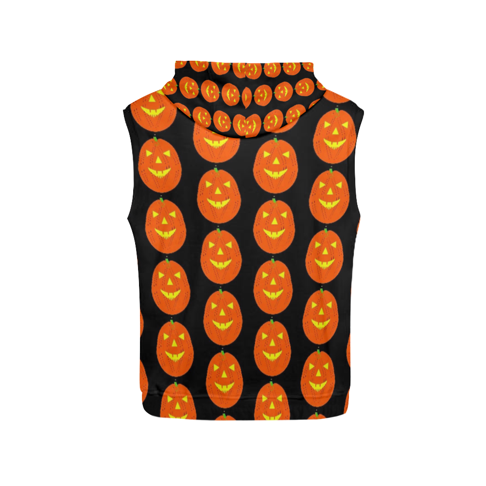 Funny Halloween - Pumpkin Pattern 2 by JamColors All Over Print Sleeveless Hoodie for Women (Model H15)