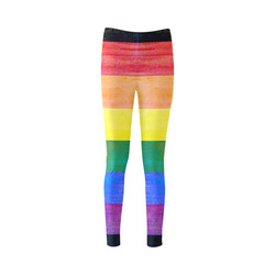 Rainbow Flag Colored Stripes Grunge Cassandra Women's Leggings (Model L01)