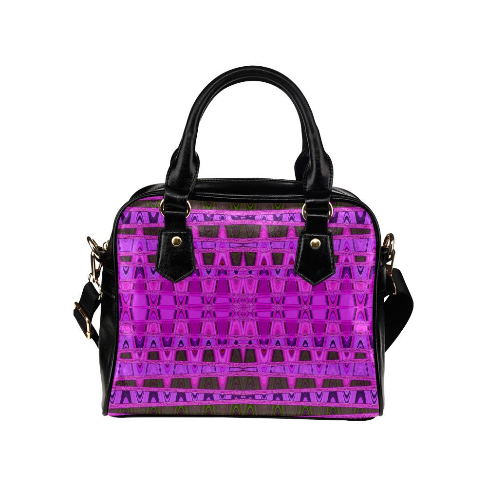 Bright Pink Black Abstract Pattern Shoulder Handbag (Model 1634)