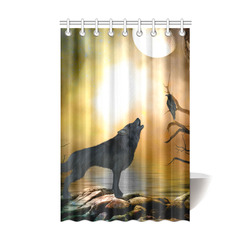 Lonely wolf in the night Shower Curtain 48"x72"