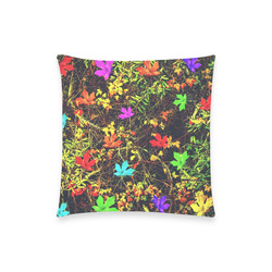 maple leaf in blue red green yellow pink orange with green creepers plants background Custom  Pillow Case 18"x18" (one side) No Zipper