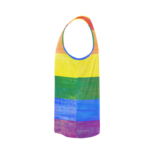 Rainbow Flag Colored Stripes Grunge All Over Print Tank Top for Men (Model T43)