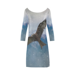 A american bald eagle flies in the snowy mountains Bateau A-Line Skirt (D21)