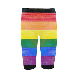 Rainbow Flag Colored Stripes Grunge Hestia Cropped Leggings (Model L03)