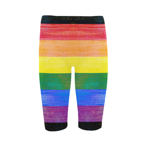Rainbow Flag Colored Stripes Grunge Hestia Cropped Leggings (Model L03)