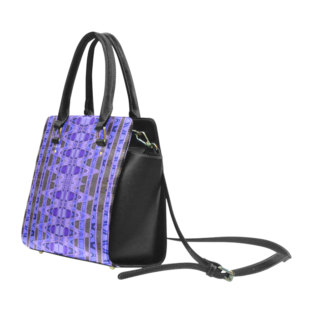 Blue Black Abstract Pattern Classic Shoulder Handbag (Model 1653)