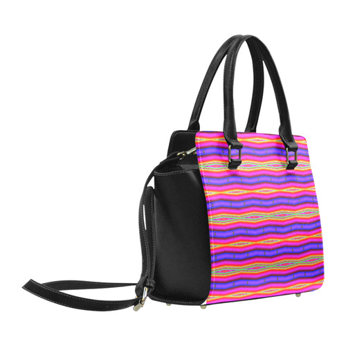 Bright Pink Purple Stripe Abstract Classic Shoulder Handbag (Model 1653)