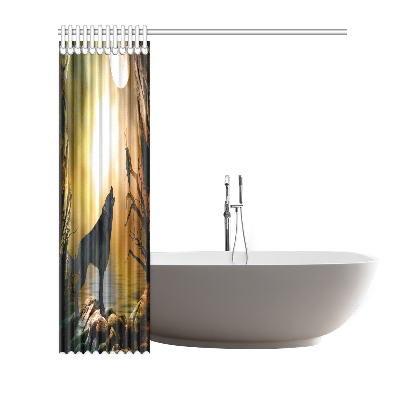 Lonely wolf in the night Shower Curtain 72"x72"