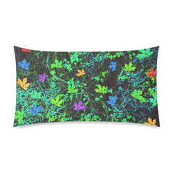 maple leaf in pink blue green yellow orange with green creepers plants background Custom Rectangle Pillow Case 20"x36" (one side)