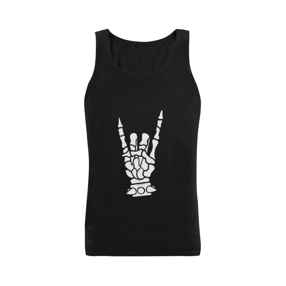 Rock on skeleton hand Men's Shoulder-Free Tank Top (Model T33)