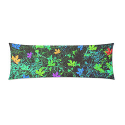 maple leaf in pink blue green yellow orange with green creepers plants background Custom Zippered Pillow Case 21"x60"(Two Sides)