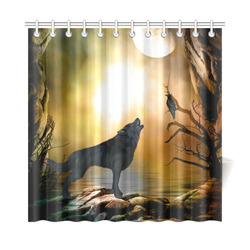 Lonely wolf in the night Shower Curtain 72"x72"