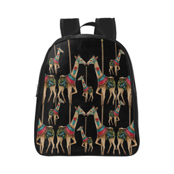 prancing carousel giraffes. black kids bag School Backpack (Model 1601)(Small)