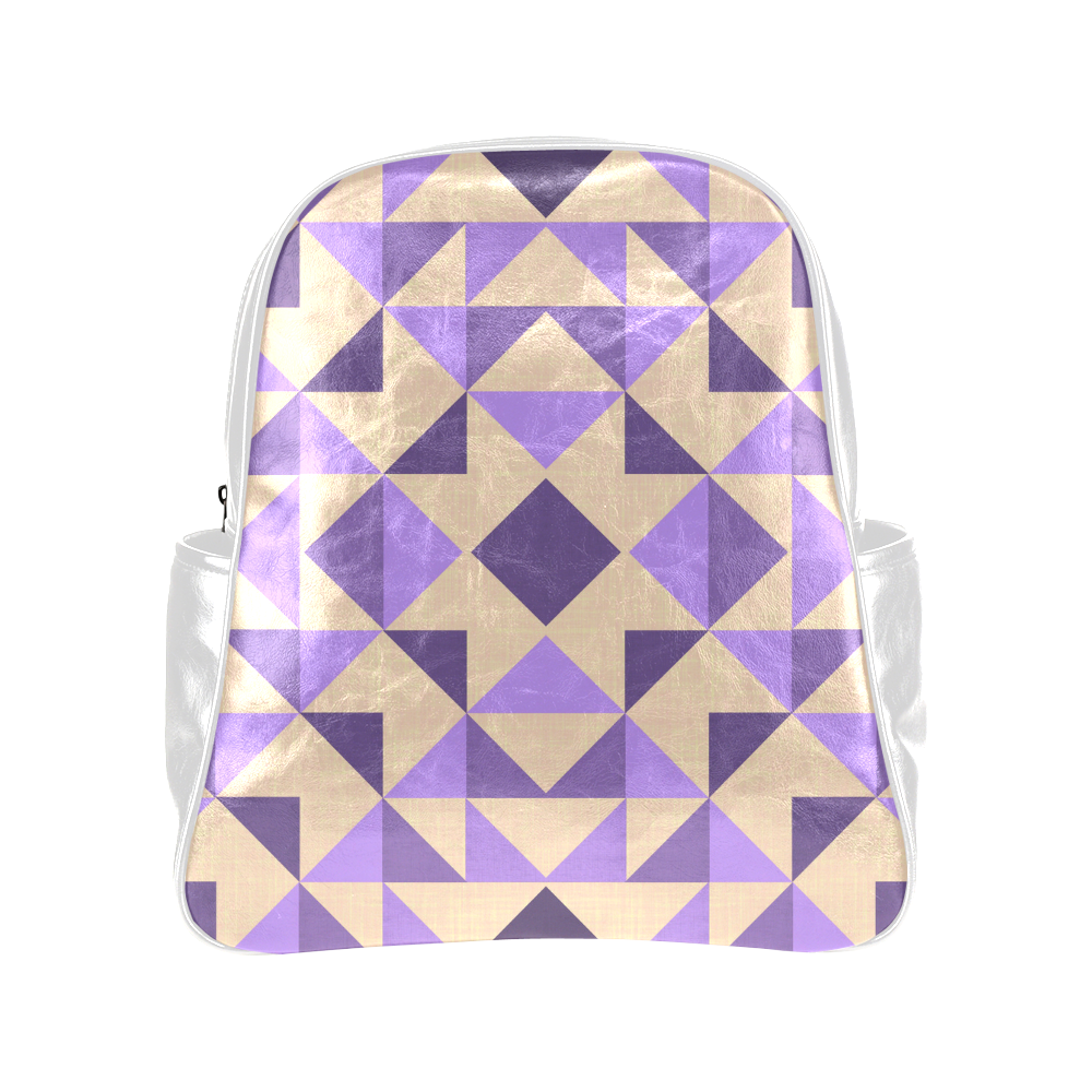 Purple aztec geometry Multi-Pockets Backpack (Model 1636)