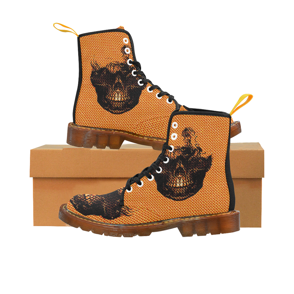 Funny Halloween - Burned Skull B by JamColors Martin Boots For Women Model 1203H