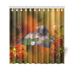 Cute lttle pekinese, dog Shower Curtain 69"x70"