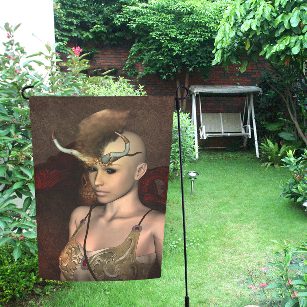 Dark fairy with horn Garden Flag 12‘’x18‘’（Without Flagpole）