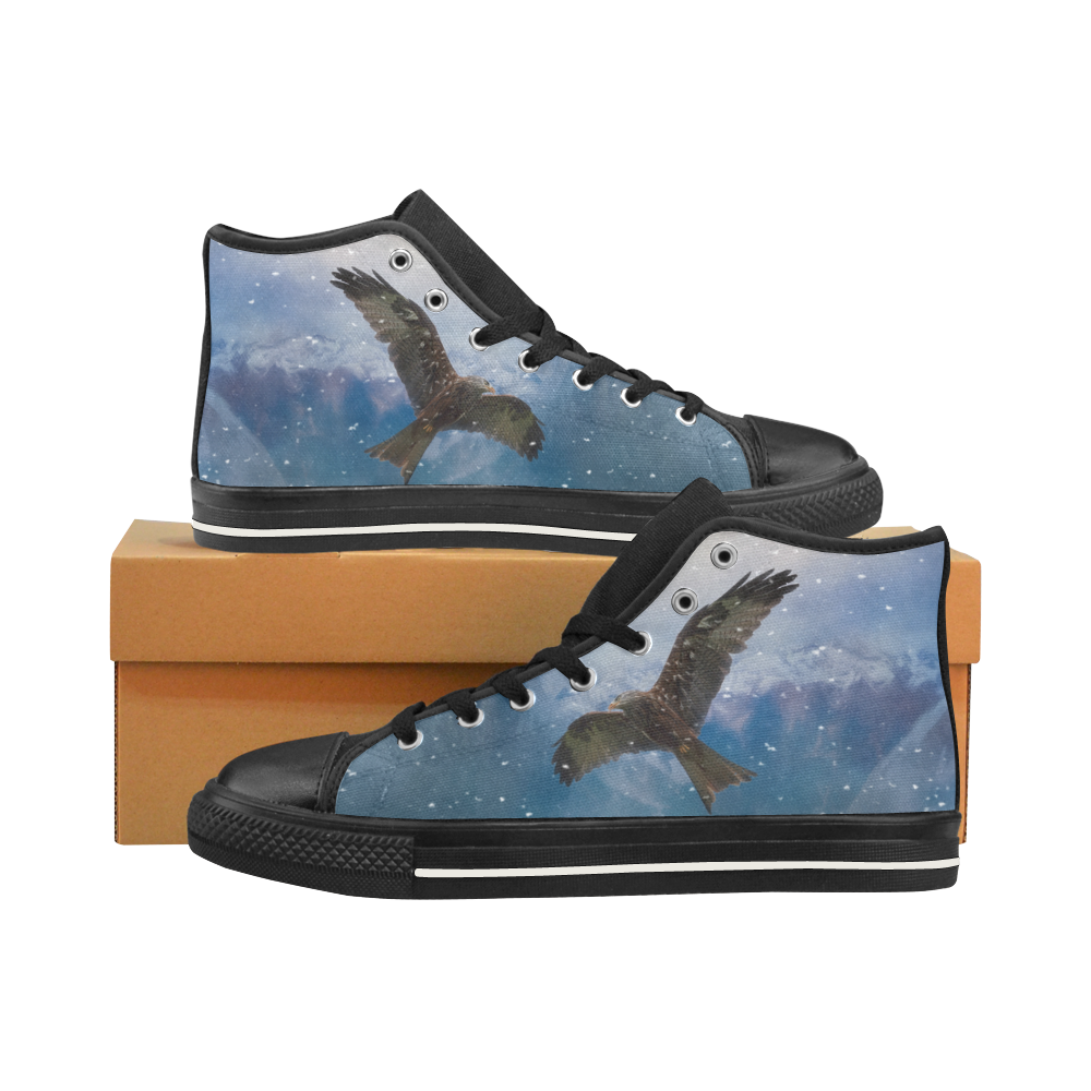 A american bald eagle flies in the snowy mountains Men’s Classic High Top Canvas Shoes /Large Size (Model 017)