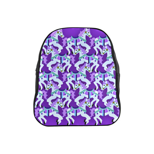 cartoon carousel ponies on purple kids bag School Backpack (Model 1601)(Small)