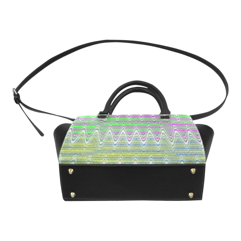 Colorful Pastel Zigzag Waves Pattern Classic Shoulder Handbag (Model 1653)