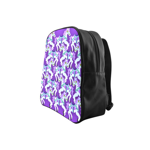 cartoon carousel ponies on purple kids bag School Backpack (Model 1601)(Small)
