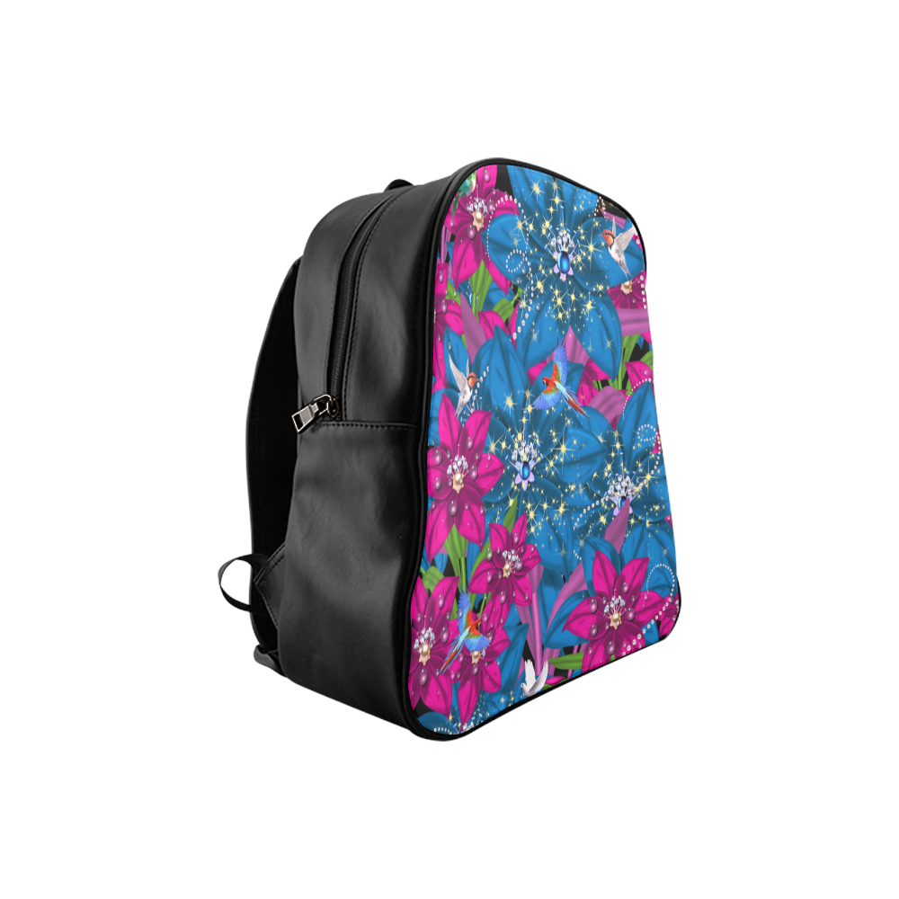Floral is the new black - 2 kids bags School Backpack (Model 1601)(Small)