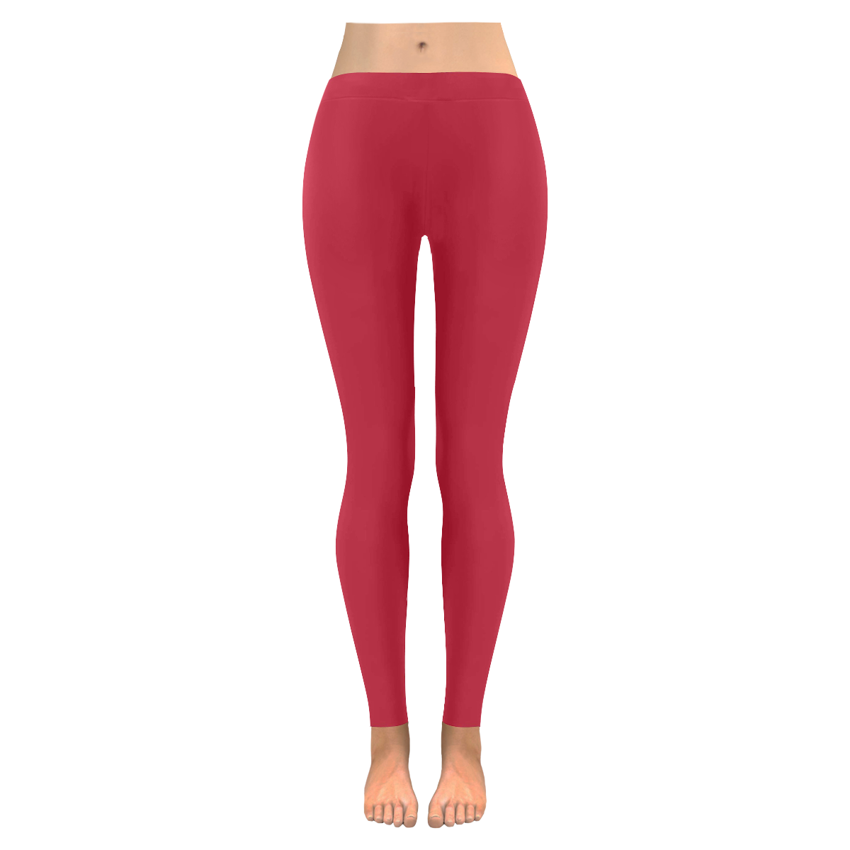 Cardinal Red Women's Low Rise Leggings (Invisible Stitch) (Model L05 ...