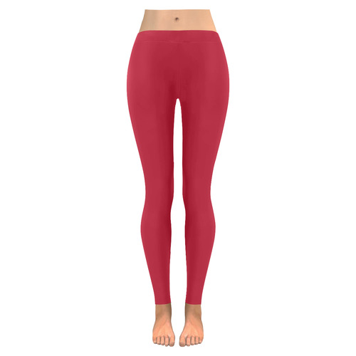 Cardinal Red Women's Low Rise Leggings (Invisible Stitch) (Model L05)