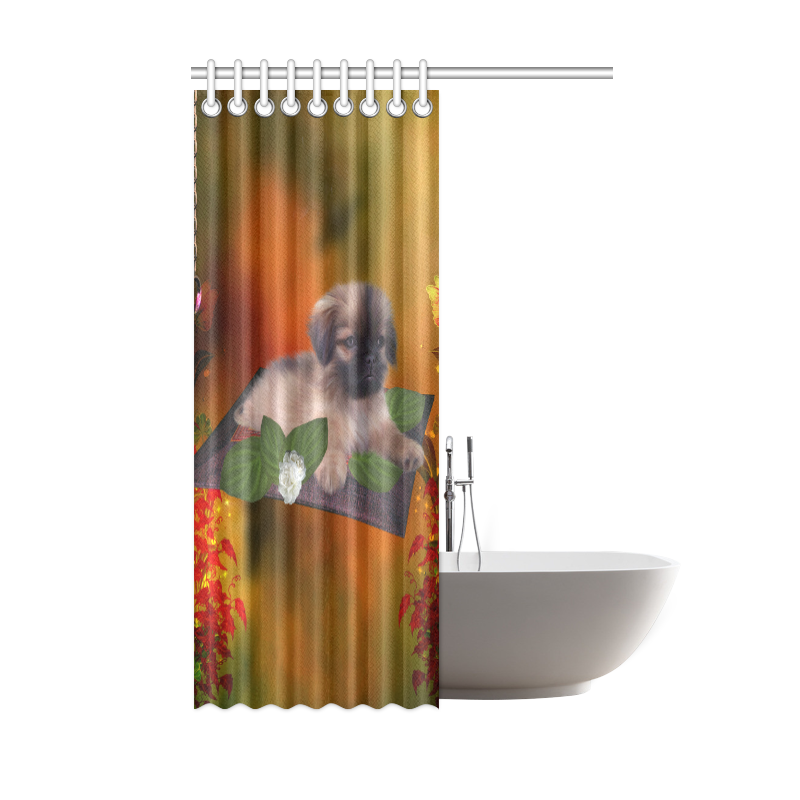 Cute lttle pekinese, dog Shower Curtain 48"x72"