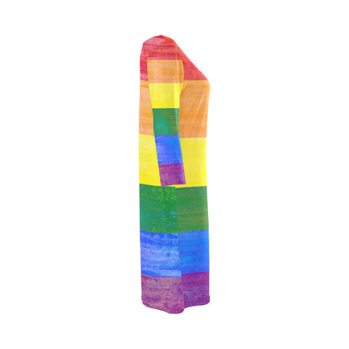 Rainbow Flag Colored Stripes Grunge Round Collar Dress (D22)