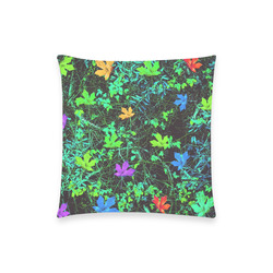 maple leaf in pink blue green yellow orange with green creepers plants background Custom  Pillow Case 18"x18" (one side) No Zipper