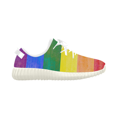 Rainbow Flag Colored Stripes Grunge Grus Men's Breathable Woven Running Shoes (Model 022)